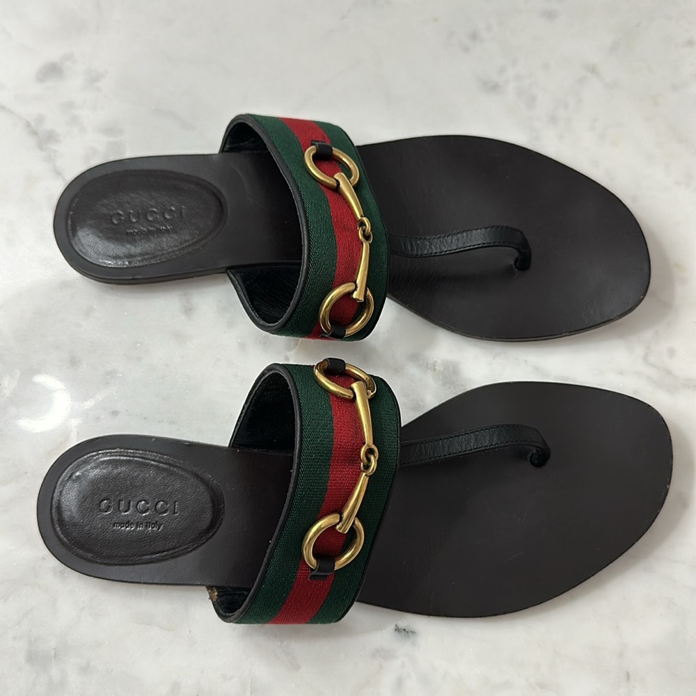 Gucci Leather Horsebit Thong Sandals 551 - Picture 4 of 5